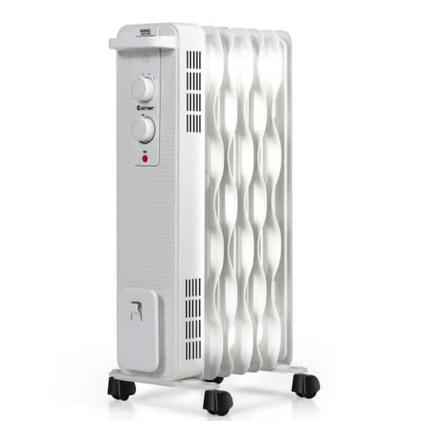 Clihome 1500W Oil-Filled Heater Portable Radiator Radiant Space Heater with Adjustable Thermostat & 3 Heating Options & Wheels