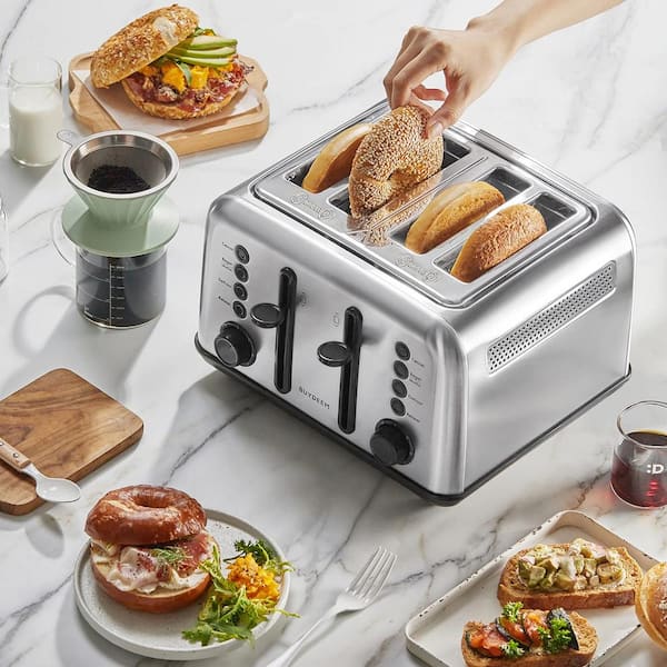 BUYDEEM 4-Slice Toaster, Extra Wide Slots, Retro Stainless Steel with High  Lift Lever, Removal Crumb Tray, 7-Shade Settings DT-6B83S - The Home Depot