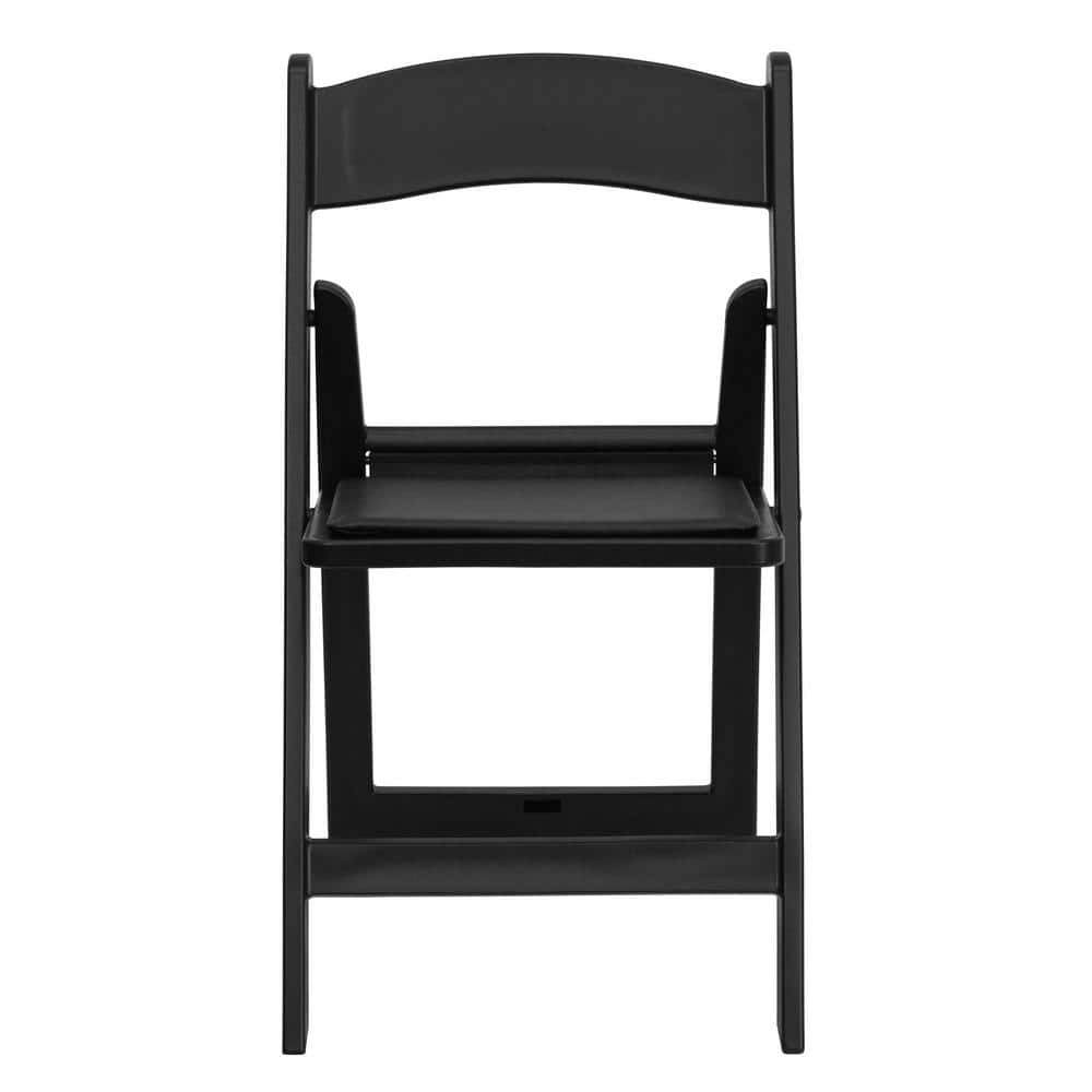 Black Resin Folding Chair with Cushions, 1000 lb Capacity