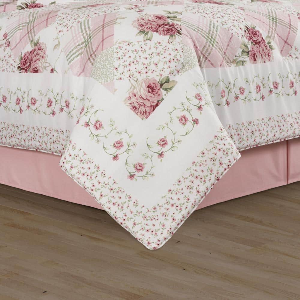Queen Rose Cotton Patchwork Comforter Set