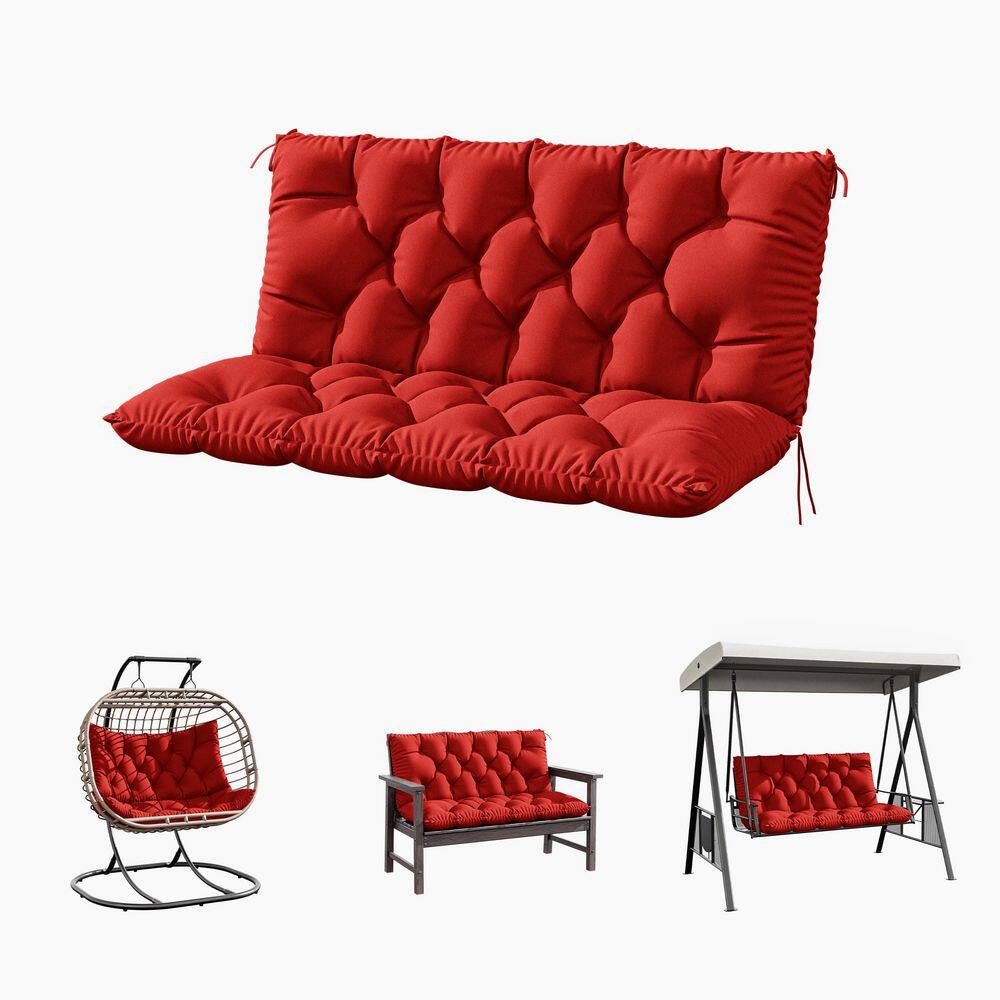 47 in. x 40 in. x 5 in. 2-Seater Contoured Replacement Outdoor Porch Swing Cushion with Backrest Bench Cushion Red price history on PriceWatchPro