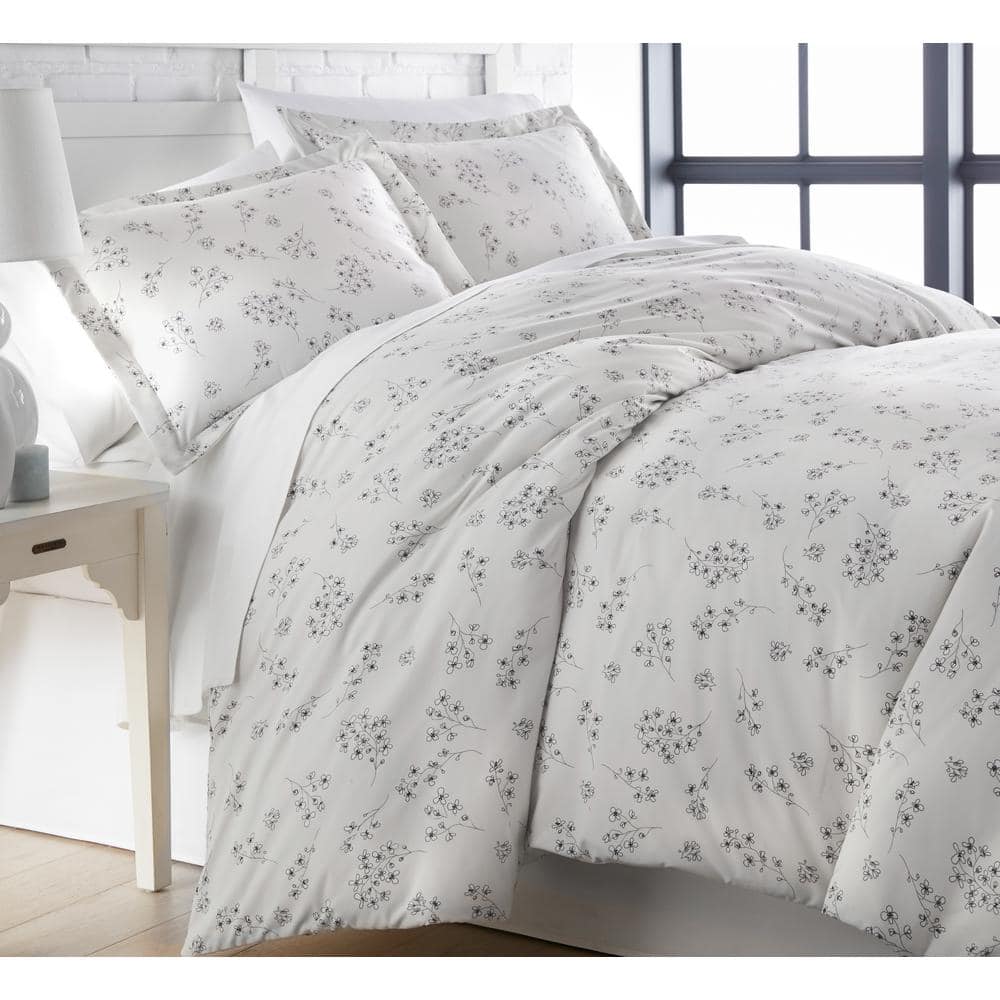 KING deals gray floral comforter