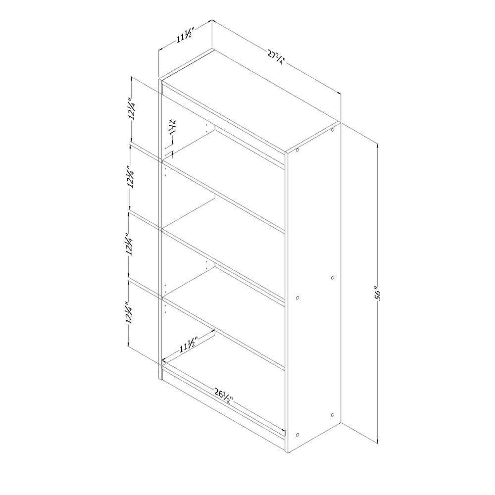 Gray Oak Adjustable 4-Shelf Kids Bookcase