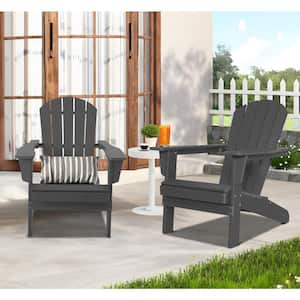 2 PACK HDPE Outdoor All-Weather Adirondack Chair with Relaxing Arm Rest for Patio Garden Backyard Deck Lawn FirePit-Gray