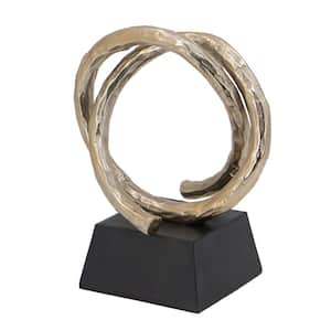 Black/Gold Aluminum Entwined Sculpture on Black Stand