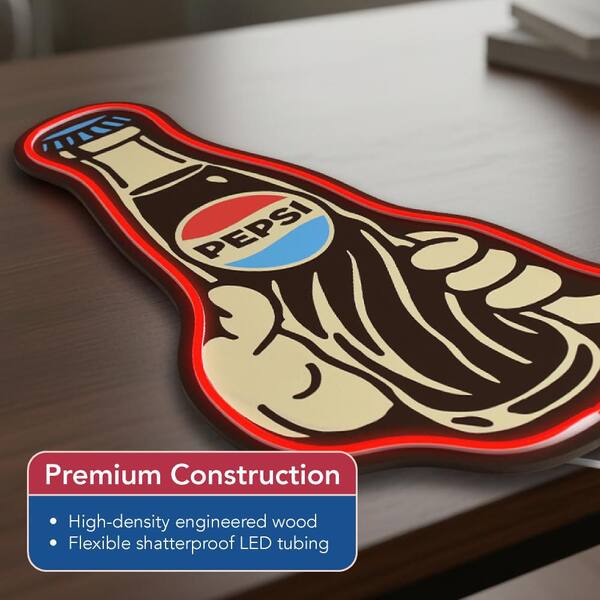 American Art Decor 20 in. x 12 in. Brown Licensed Pepsi Bottle LED