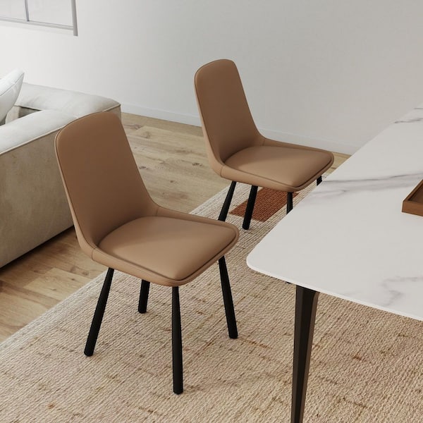 Magic Home (Set of 6) Brown Faux Leather Upholstered Dining Chairs