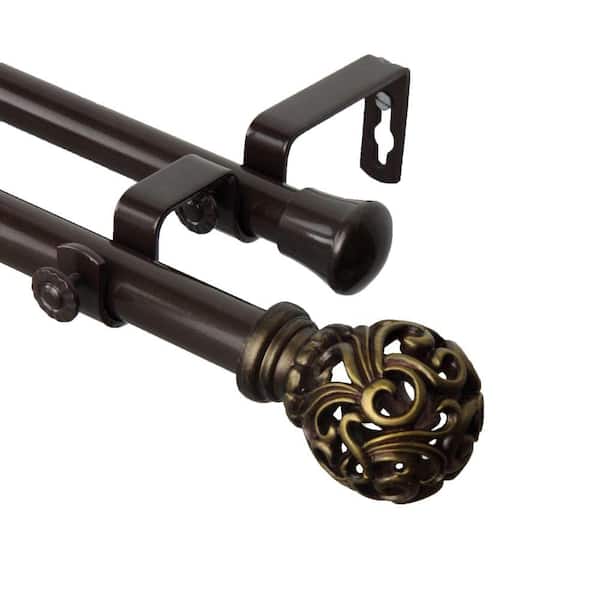Rod Desyne 28 in. - 48 in. Adora Double Curtain Rod in Cocoa