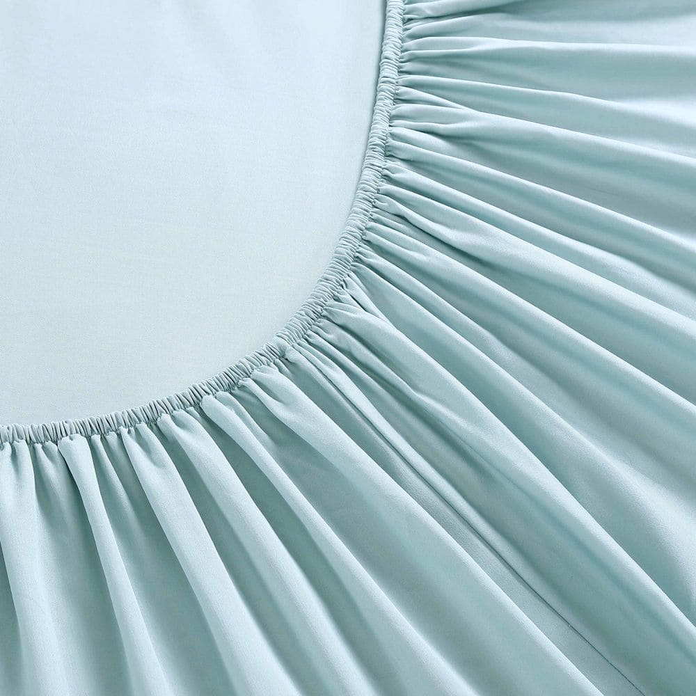 Queen Blue Cotton Polyester Sateen Sheet Set