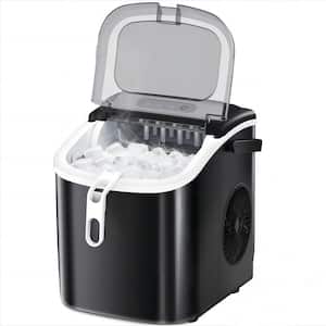 8.66 in. W 26 lbs./24H, 9-Pieces/6 Mins, Bullet Ice Portable Countertop Ice Maker in Black with/Ice Scoop and Basket