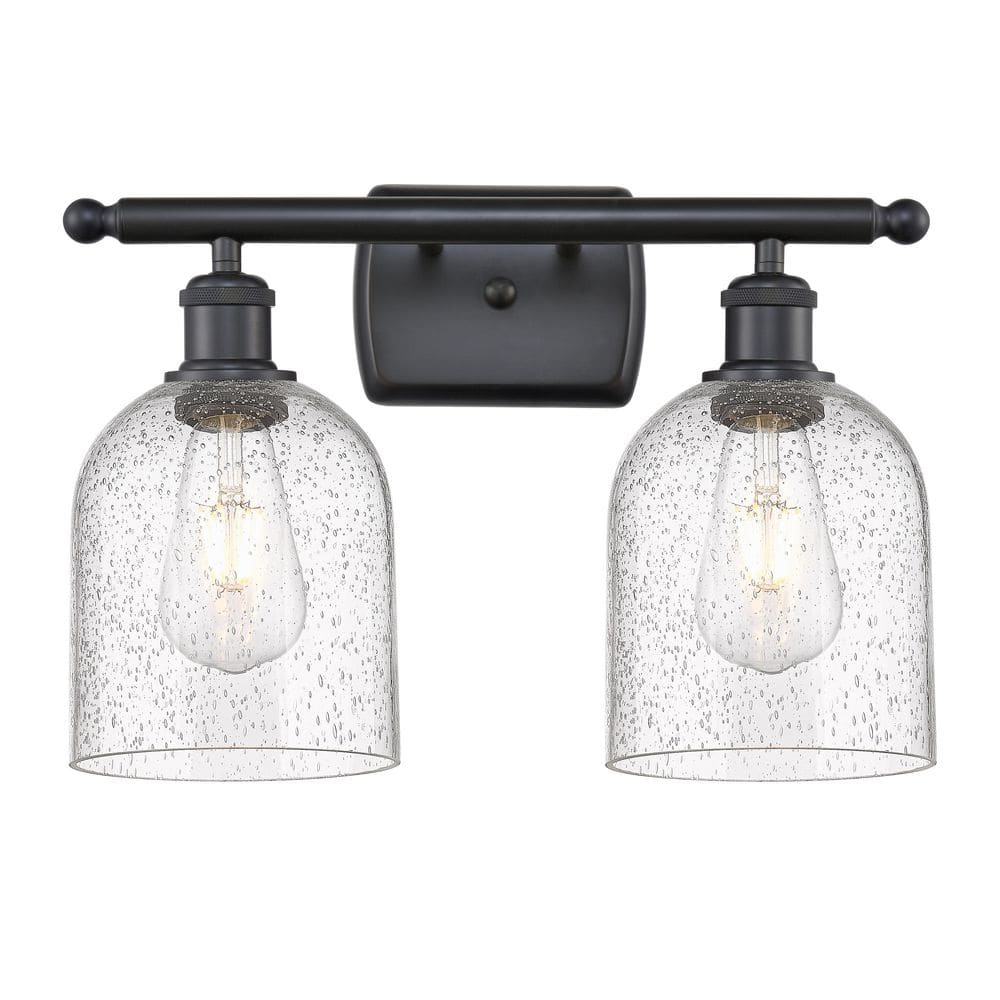 Bella 15.5 in. 2-Light Matte Black Vanity Light with Glass Shade price history on PriceWatchPro