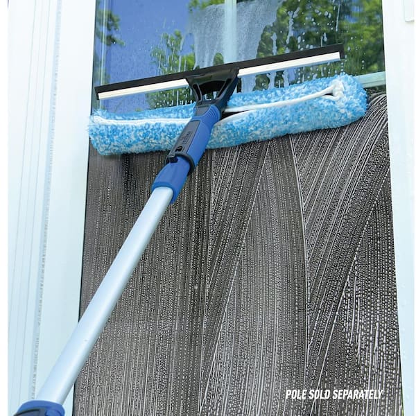14 in. 2-in-1 Window Cleaner Squeegee & Scrubber Combi and Replacement Rubber