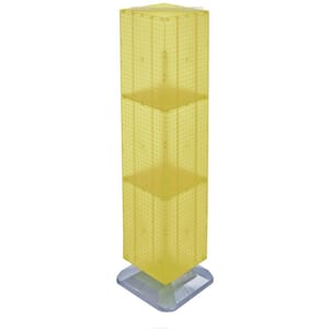 64 in. H x 14 in. W Styrene Pegboard Tower Floor Display on Revolving Base in Yellow