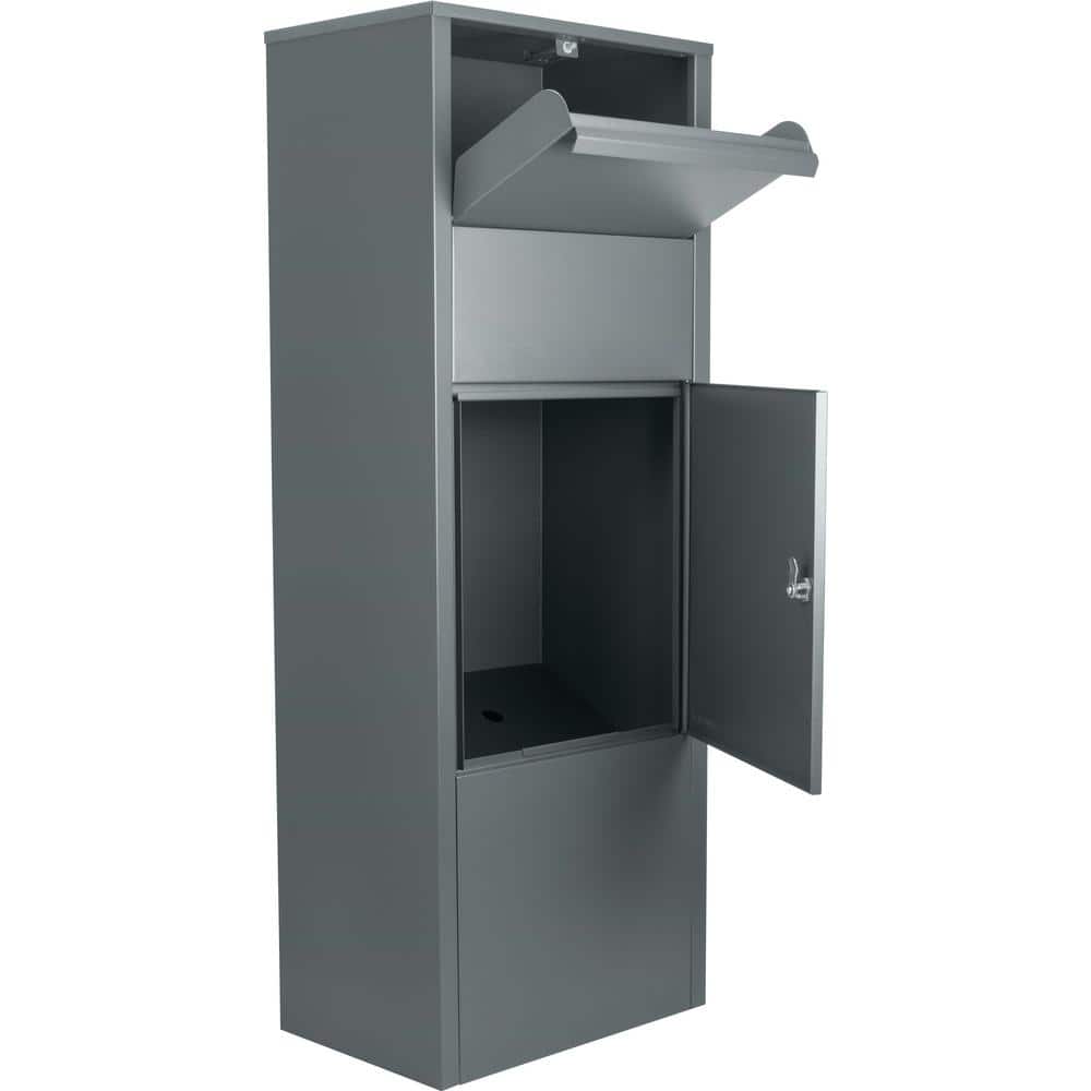 Large Black Steel Parcel Drop Box with Key Lock