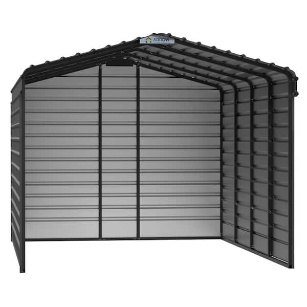 12 ft. W x 20 ft. D x 9 ft. H Charcoal Galvanized Steel Carport with 3-sided Enclosure