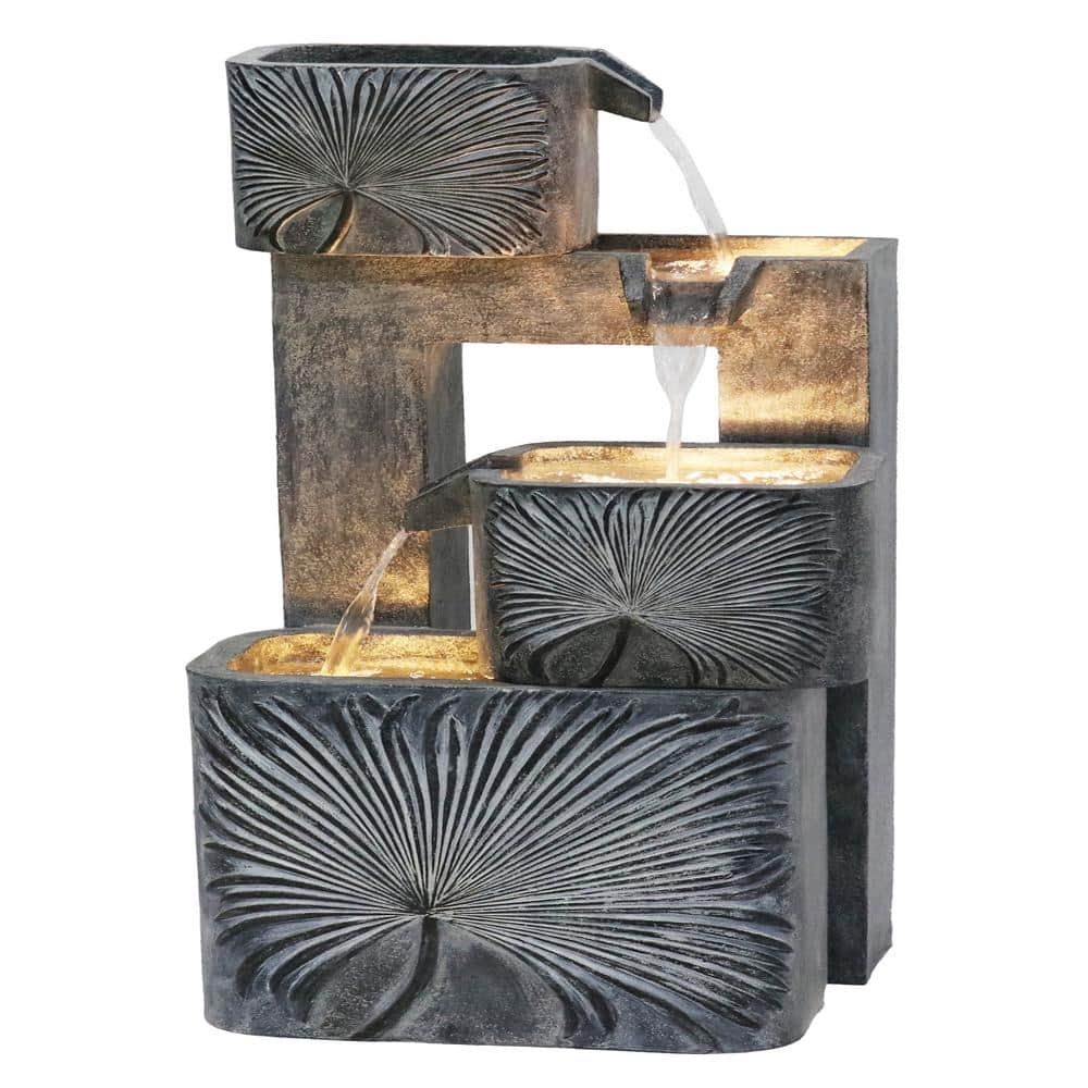 HI LINE GIFT LTD 3 Tiers Modern Cascading Water Fountain Outdoor With   Tabletop Fountains 79743 64 1000 