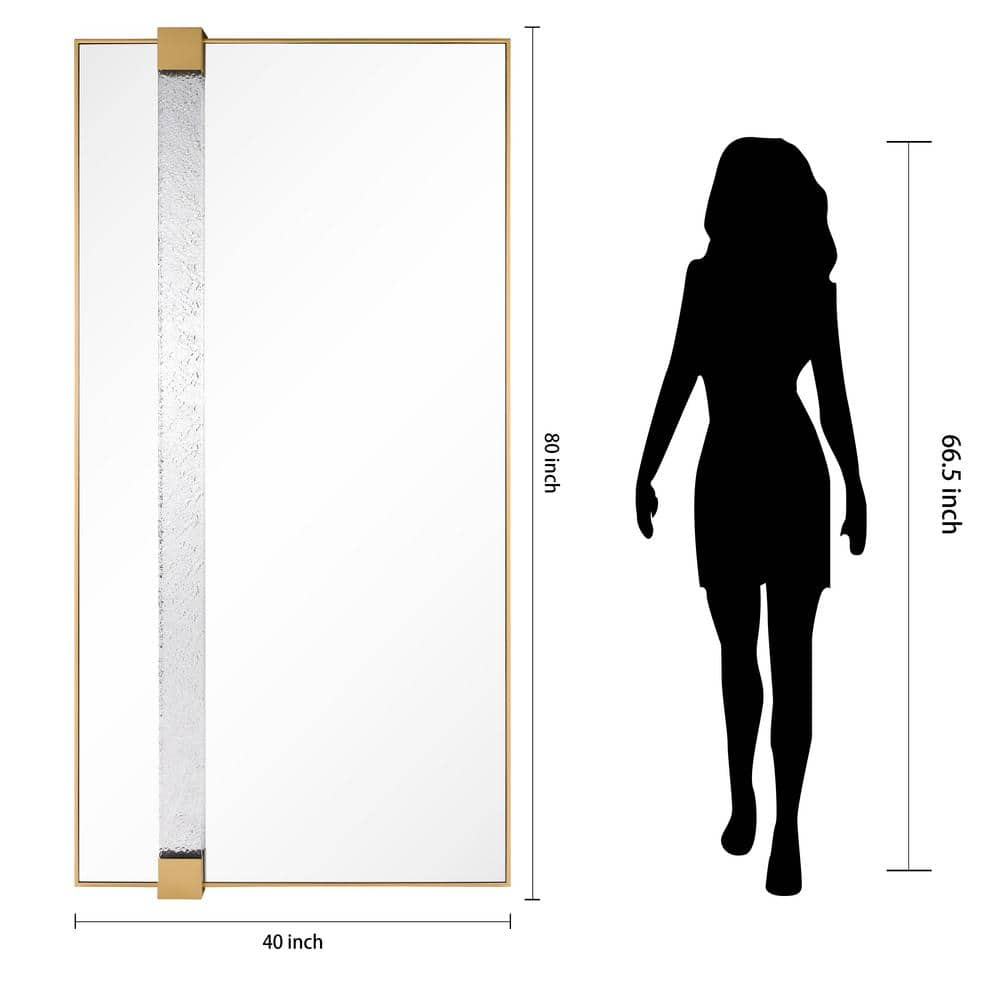 Gleaming Horizon 40"x80" Silver Mirror with Gold Iron Frame