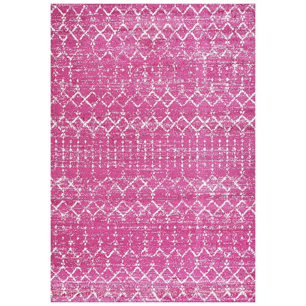 Pink Polypropylene 4 ft. x 6 ft. Trellis Indoor Area Rug