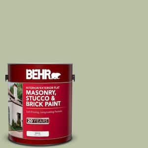 1 gal. #MS-57 Soft Green Flat Interior/Exterior Masonry, Stucco and Brick Paint