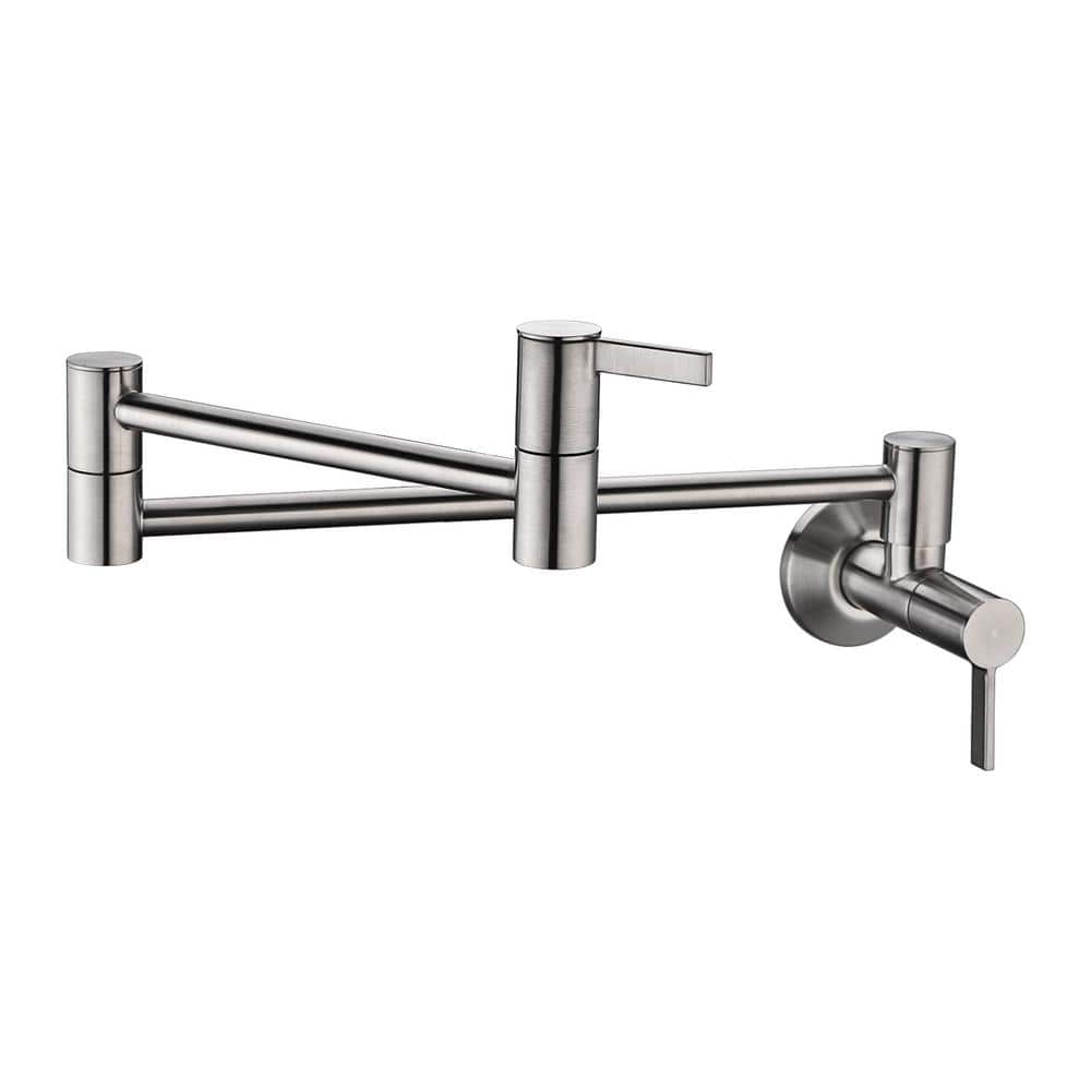 LUXIER Contemporary 2Handle WallMounted Pot Filler in Brushed Nickel