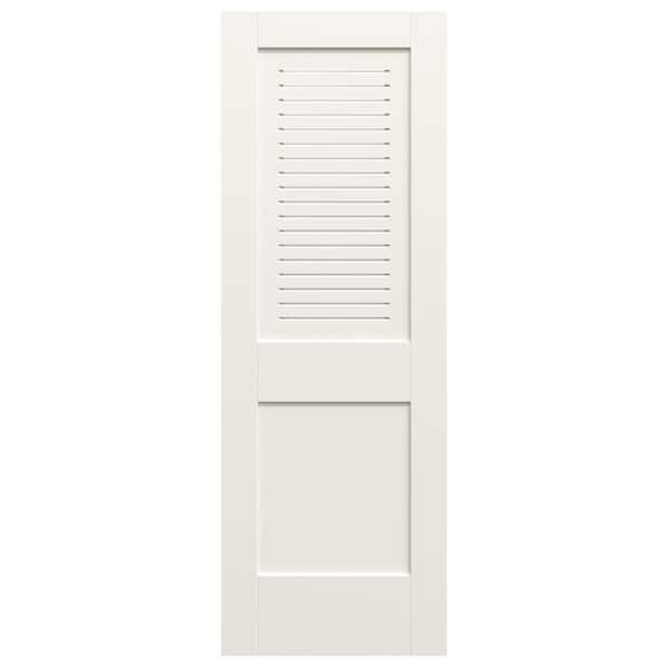 28 in. x 80 in. 2-Panel Solid Core White Primed MDF Wood Interior Door Slab with Upper Modern Ventilated Panel Louver