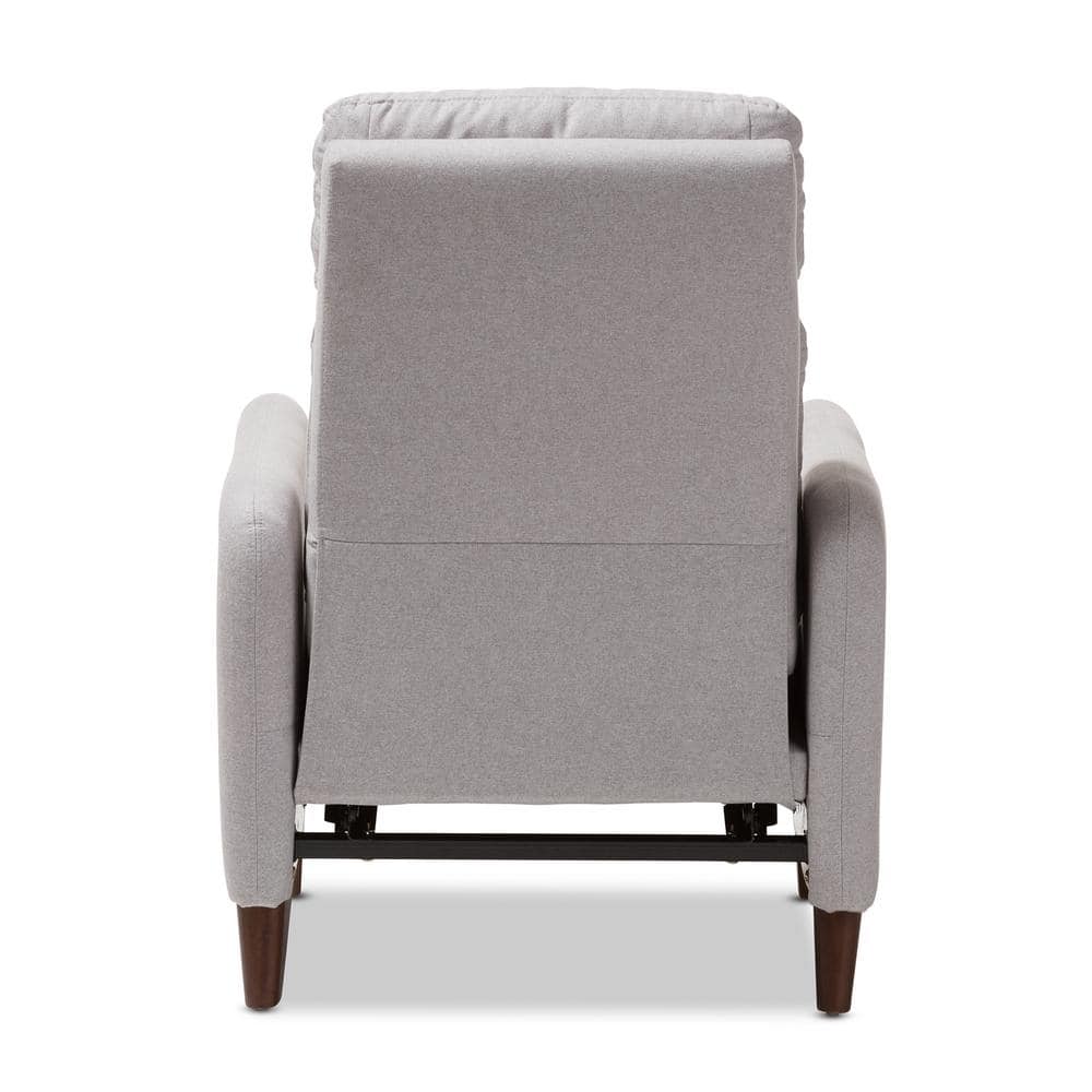 Casanova Light Gray Leather-Wood Modern Recliner Chair
