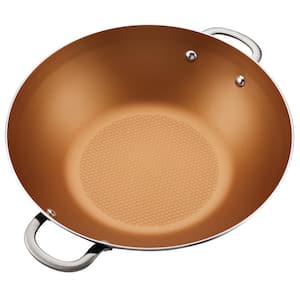 Home Collection 14 in. Porcelain Enamel Nonstick Wok in Brown Sugar