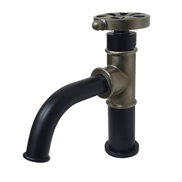 Kingston Brass Belknap Single-Handle Single Hole Bathroom Faucet with Push Pop-Up in Matte Black/Black Stainless