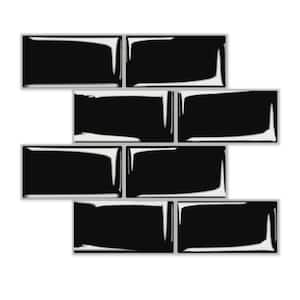 Metro 12 in. x 12 in. Glossy Black Vinyl Peel and Stick Backsplash Tile (10 sq.ft./pack)