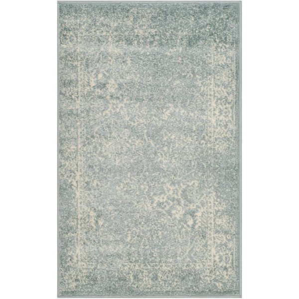 SAFAVIEH Adirondack Slate/Ivory 3 ft. x 4 ft. Border Distressed Area Rug