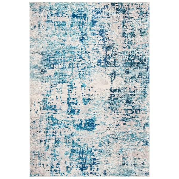 SAFAVIEH Madison Ivory/Turquoise 4 ft. x 6 ft. Geometric Medallion Area Rug