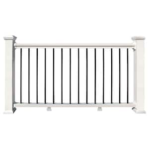Premium 3 in. x 68.35 in. x 36 in. White and Black Composite Fence Rail