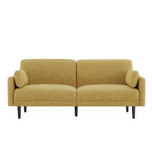 Phoebe 73 in. Square Arm Fabric Rectangle Sofa in. Mustard