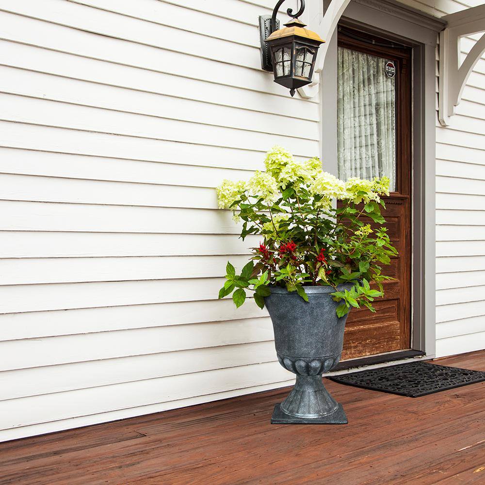 Winston 16 Inch Black Resin Outdoor Urn Planter