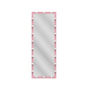 23 in. W. x 63 in. H Rectangular Framed Dimmable Wall Bathroom Vanity Mirror in Pink