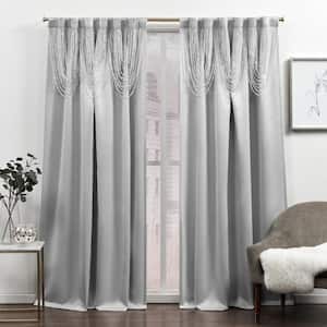 Bliss Silver Solid Room Darkening 54 in. x 96 in. Hidden Tab Top Curtain Panel (Set of 2)