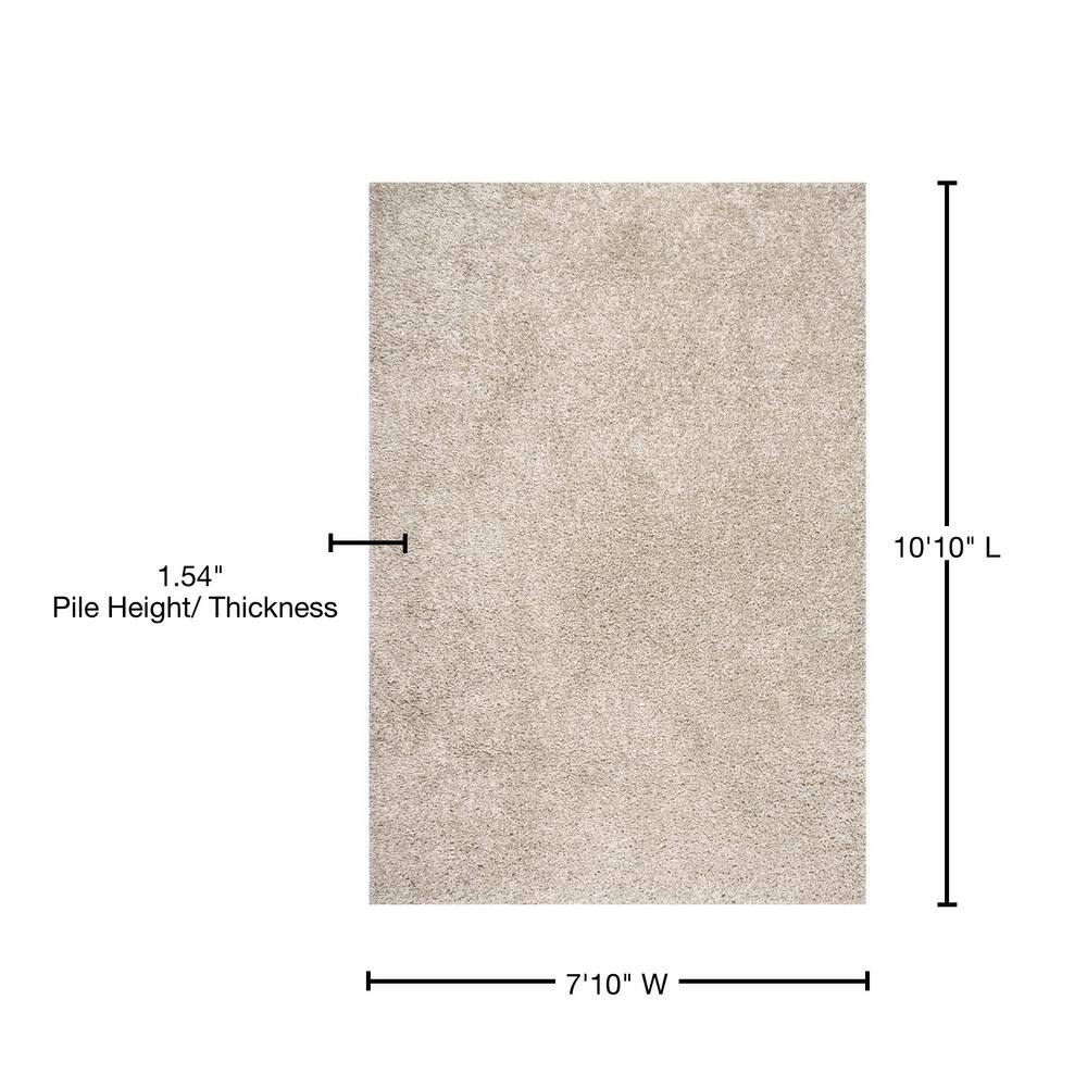 Beige Synthetic Shag Area Rug, 52 x 24 in