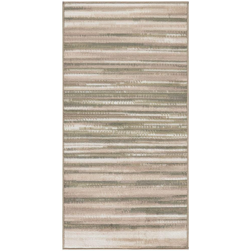 Jubilant Green Ivory doormat 2 ft. x 4 ft. Stripes Contemporary Area Rug price history on PriceWatchPro