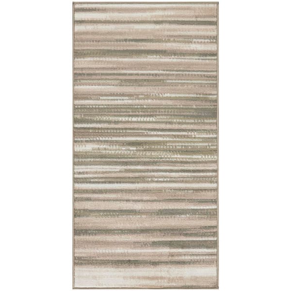 Nourison Jubilant Green Ivory doormat 2 ft. x 4 ft. Stripes Contemporary Area Rug