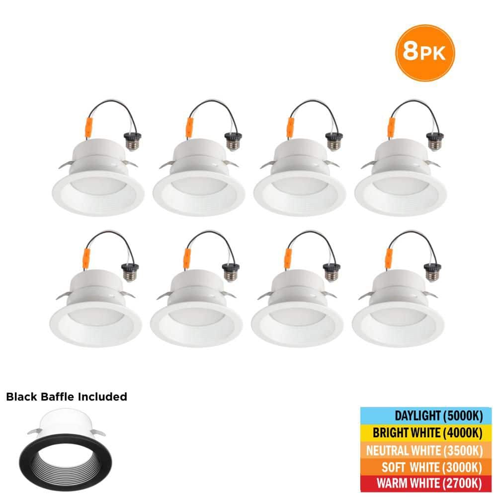 4 in. Deep Baffle Retrofit Extra Black Baffle Lumen Select Adjustable CCT Integrated LED Recessed Light Trim (8-Pack) price history on PriceWatchPro
