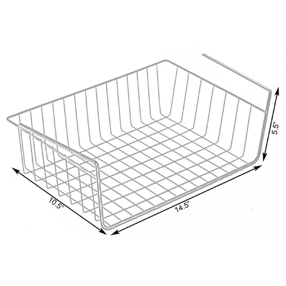 Basicwise Hanging Under Shelf Metal Storage Basket, Set of 2