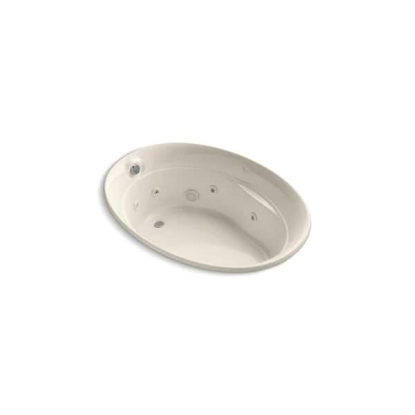 KOHLER Serif 5 ft. Acrylic Oval Drop-in Whirlpool Bathtub in Almond