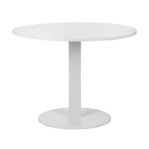 35 in. White Wood Top 4 Legs Dining Table with Aluminum Frame and Foldable Design Seats 4