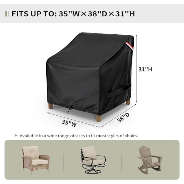 Misopily 36 Large Black Outdoor Furniture Chair Covers