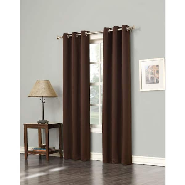 Sun Zero Blackout Gavin 63 in. L Blackout Curtain Panel in Chocolate