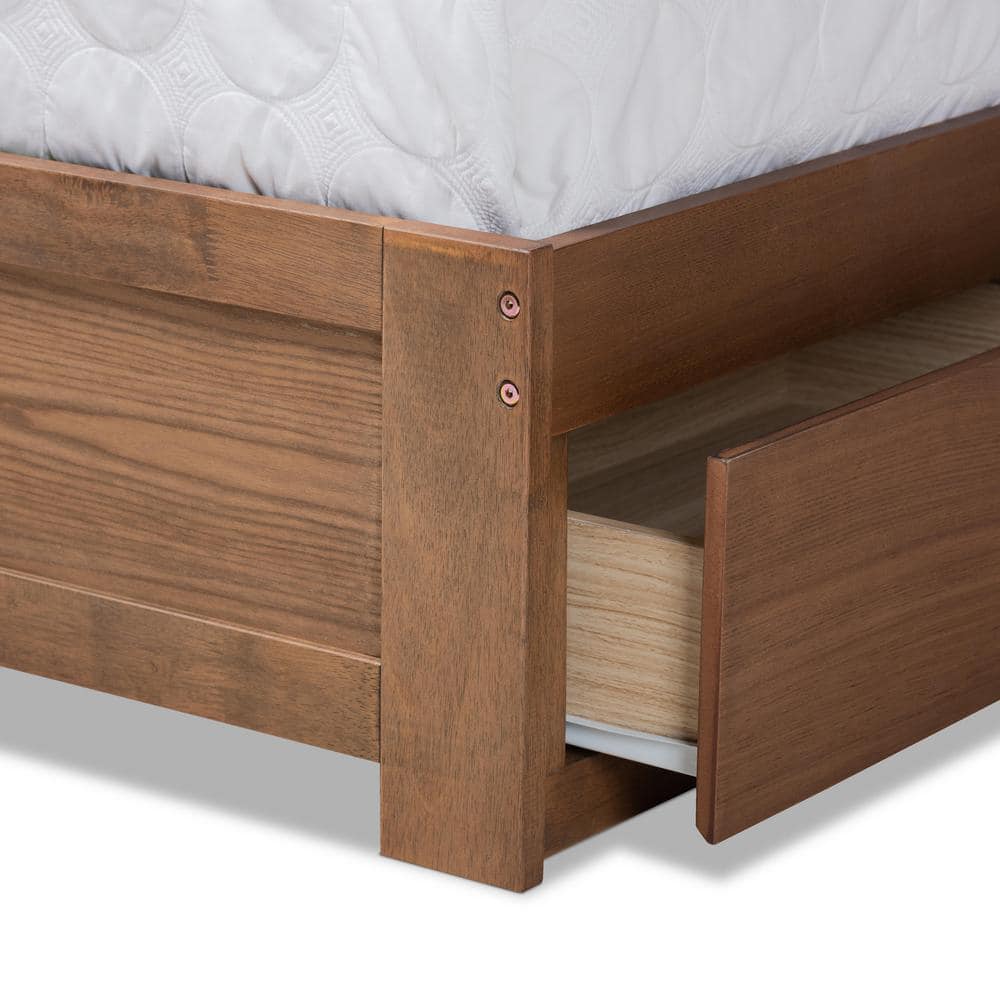 Ash Walnut King Upholstered Storage Bed with Tufted Headboard