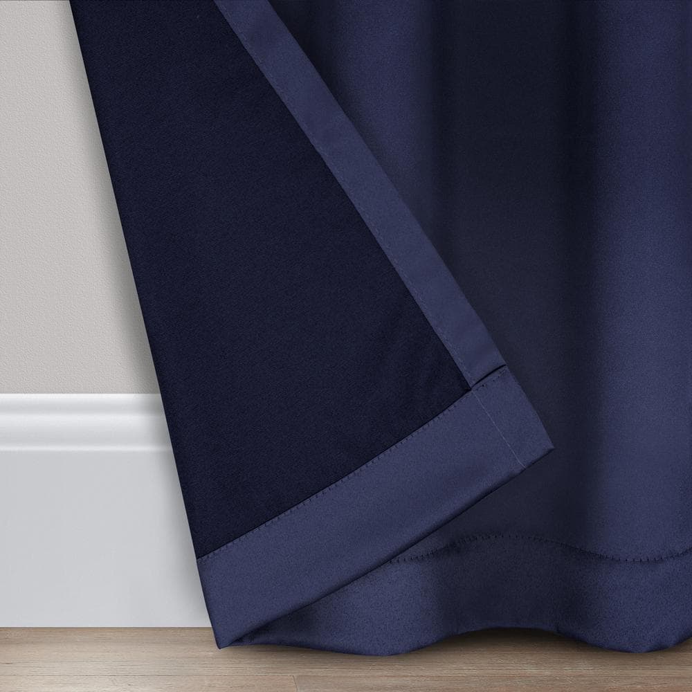 Navy Room-Darkening Rod Pocket Polyester Curtain Panel, 54 x 84