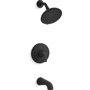 Cursiva Single-Handle 3-Spray Tub and Shower Faucet in Matte Black (Valve Included)