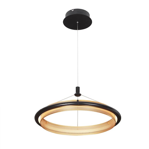JC TOPA 31 in. Post Modern Integrated LED Circular Ring Painted Gold Pendant Light