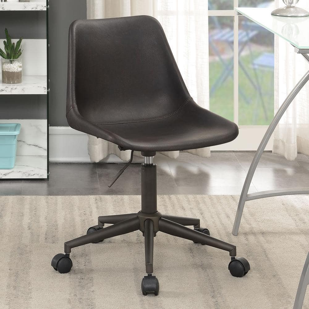 Contemporary Brown Fabric and Rustic Taupe Metal Desk Chair